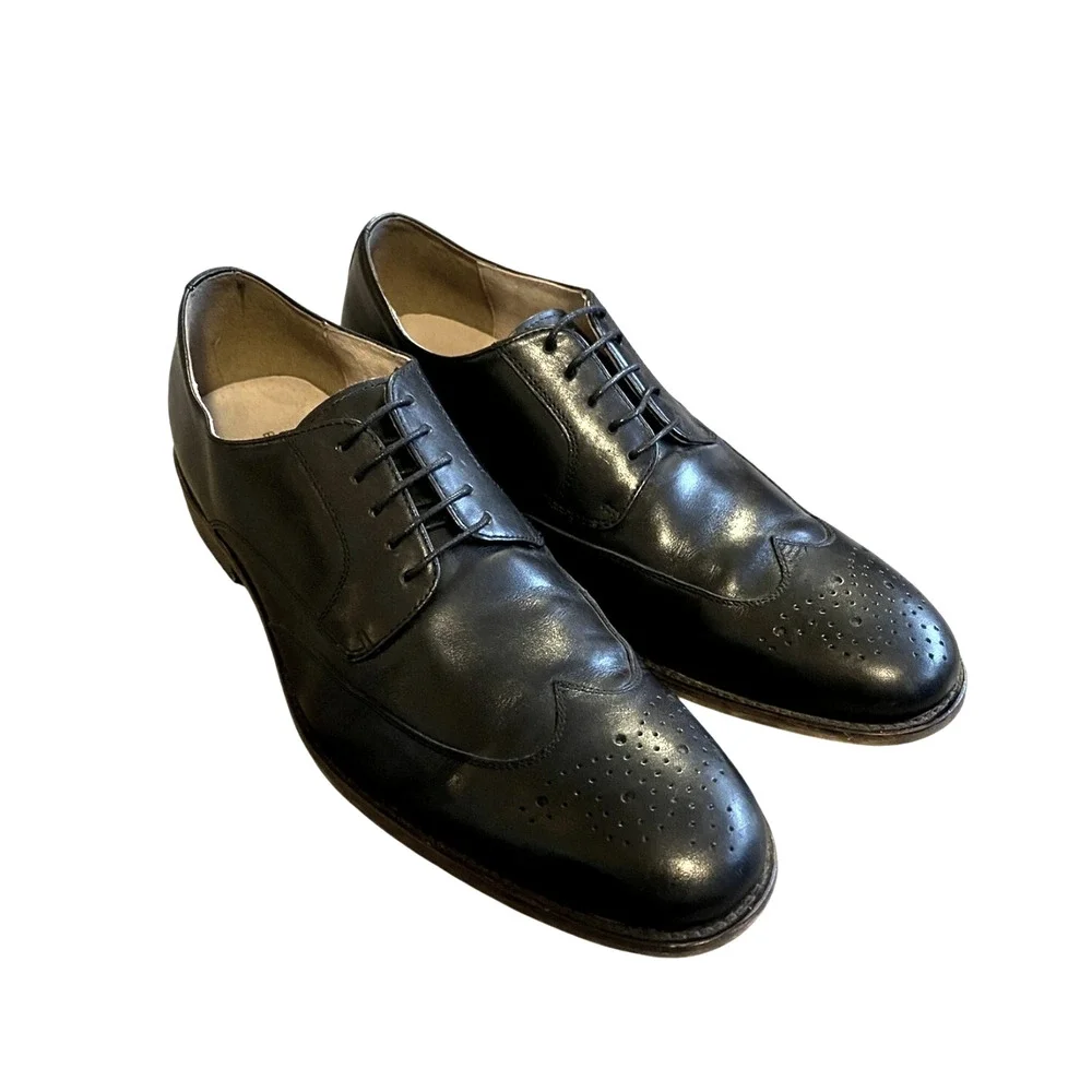 Banana Republic 11.5 Liam Wingtip Oxford Dress Shoes $168 LEATHER Lace Up Black